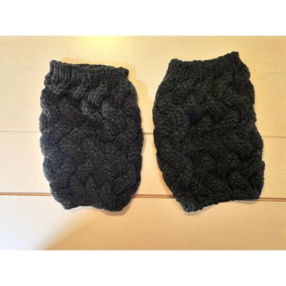 5-Pair Chunky Knit Boot Cuffs Set – Cream, Gray & Black – Cozy Cable Leg Warmers - Picture 3 of 5